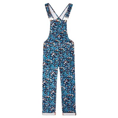 Yumi Girl Multicoloured Ditsy Print Butterfly Dungarees